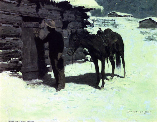 Frederic Remington The Belated Traveler - Canvas Print