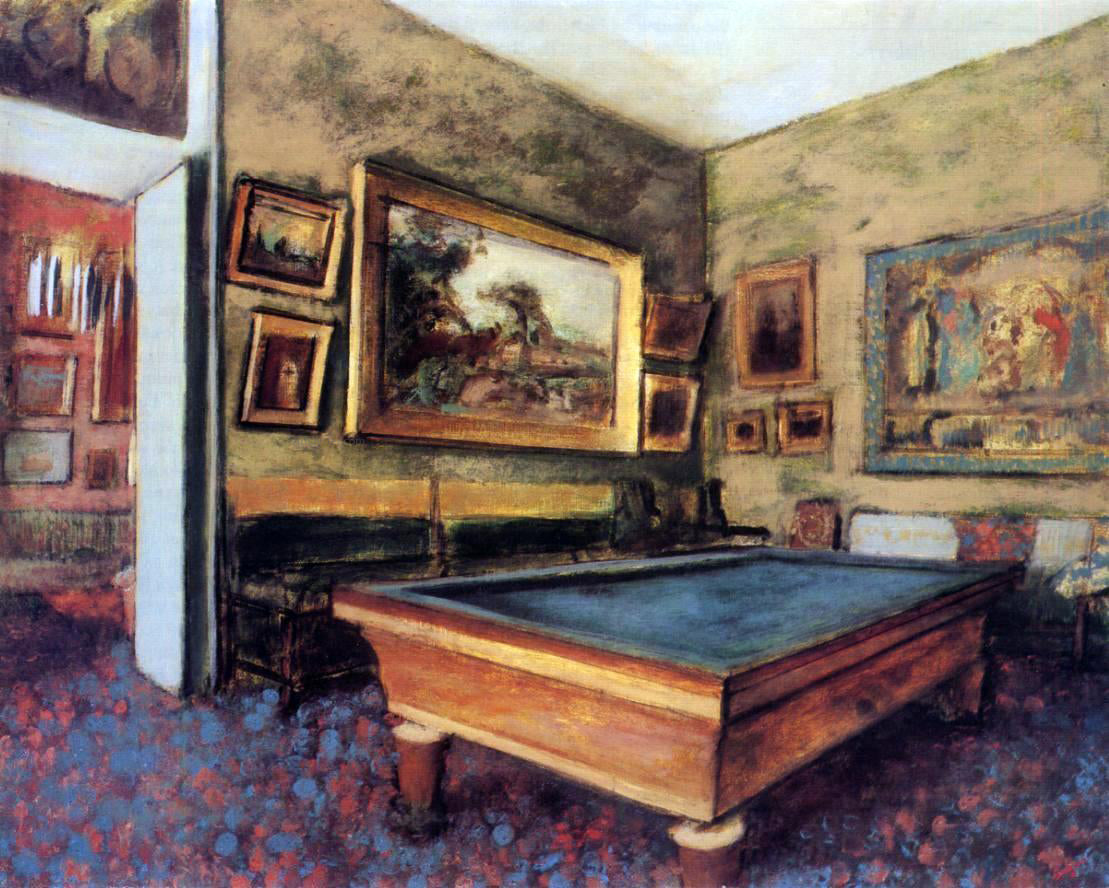 Edgar Degas A Billiard Room at Menil-Hubert - Canvas Print