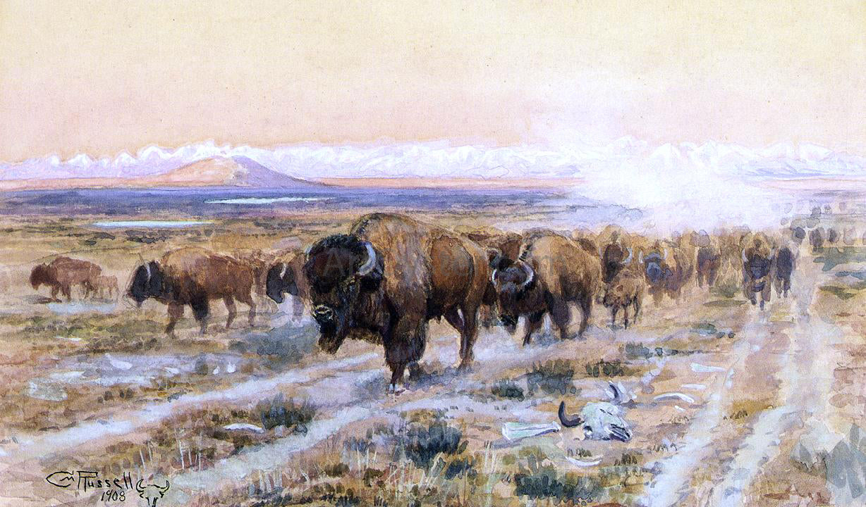 Charles Marion Russell The Bison Trail - Canvas Print