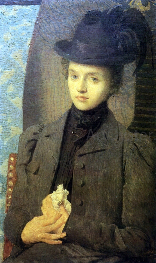 Julian Alden Weir The Black Hat - Canvas Print