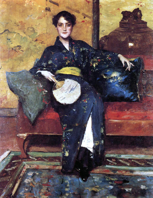 William Merritt Chase The Blue Kimono (also known as Girl in Blue Kimono) - Canvas Print