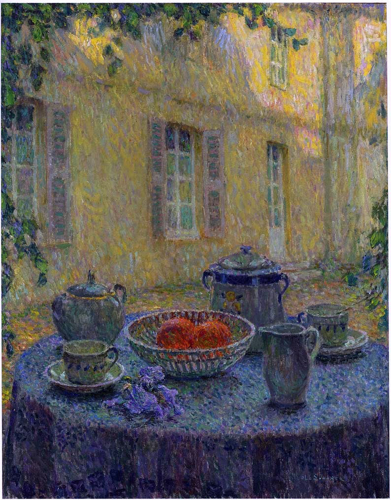 Henri Le Sidaner The Blue Tablecloth at Gerberoy - Canvas Print