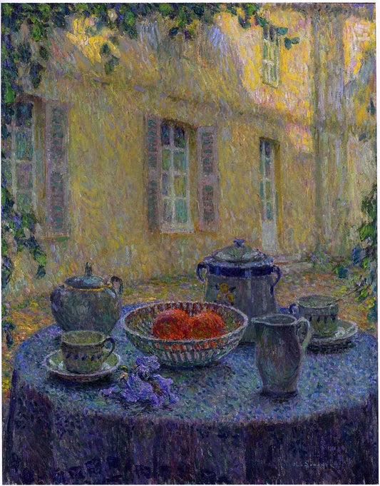 Henri Le Sidaner The Blue Tablecloth at Gerberoy - Canvas Print