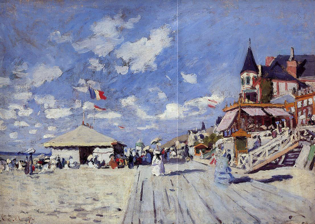 Claude Oscar Monet The Boardwalk on the Beach at Trouville - Canvas Print