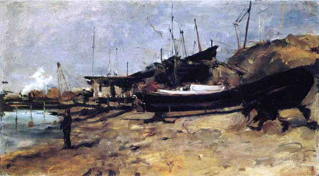 John Twachtman The Boat Yard - Canvas Print