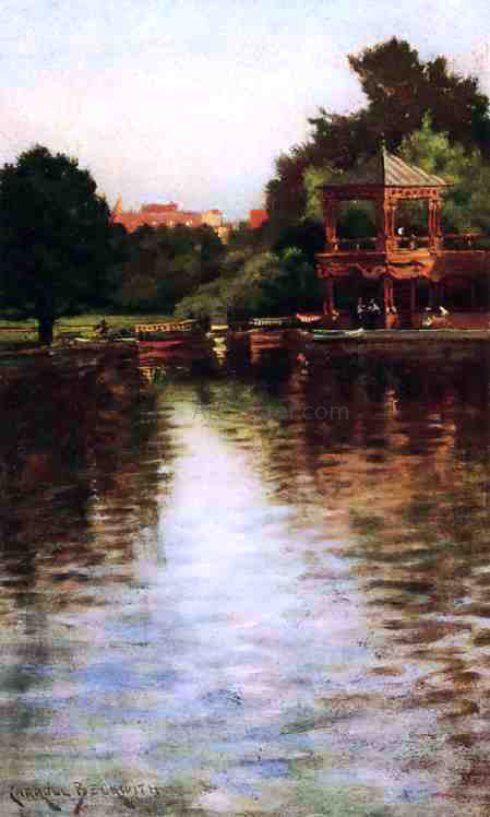 James Carroll Beckwith The Boathouse in Central Park - Canvas Print