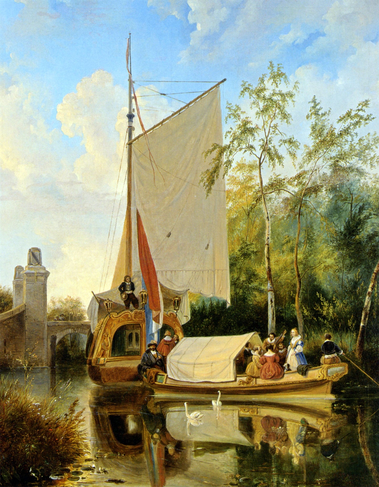 Wijnandus Josephus Nuyen The Boating Party - Canvas Print