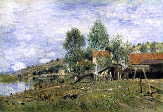 Alfred Sisley The Boatyard at Saint-Mammes - Canvas Print