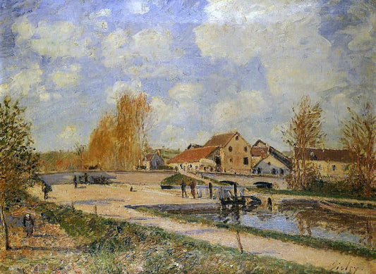 Alfred Sisley The Bourgogne Lock at Moret, Spring - Canvas Print
