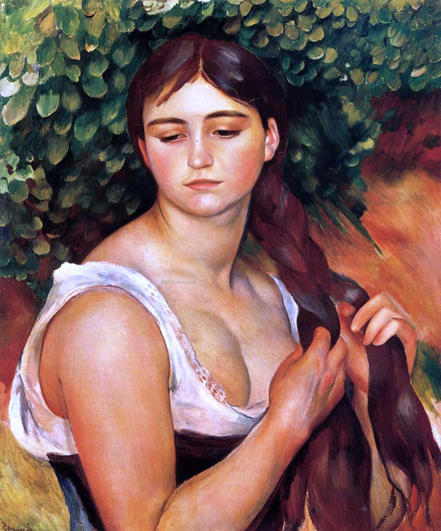Pierre Auguste Renoir The Braid (also known as Suzanne Valadon) - Canvas Print