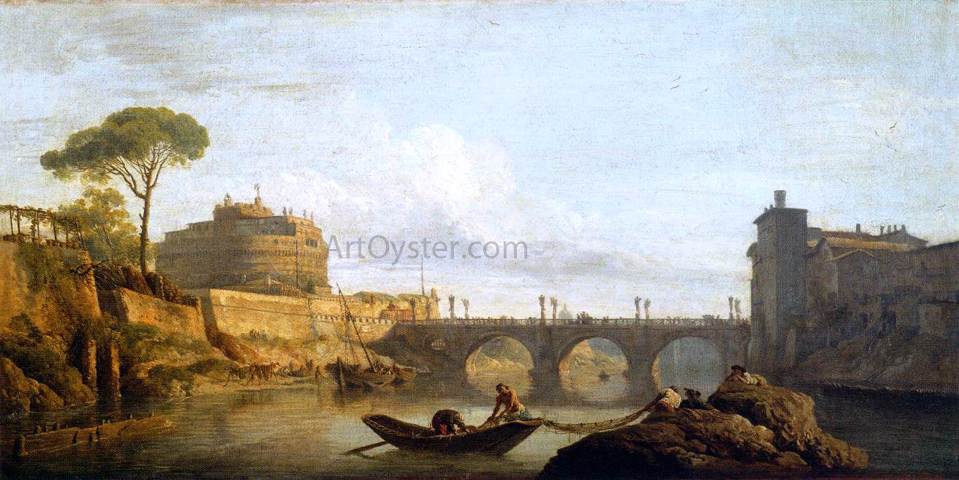 Claude-Joseph Vernet The Bridge and the Castel Sant'Angelo in Rome - Canvas Print