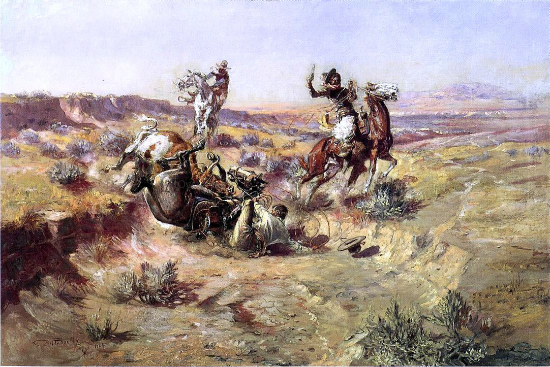 Charles Marion Russell The Broken Rope - Canvas Print