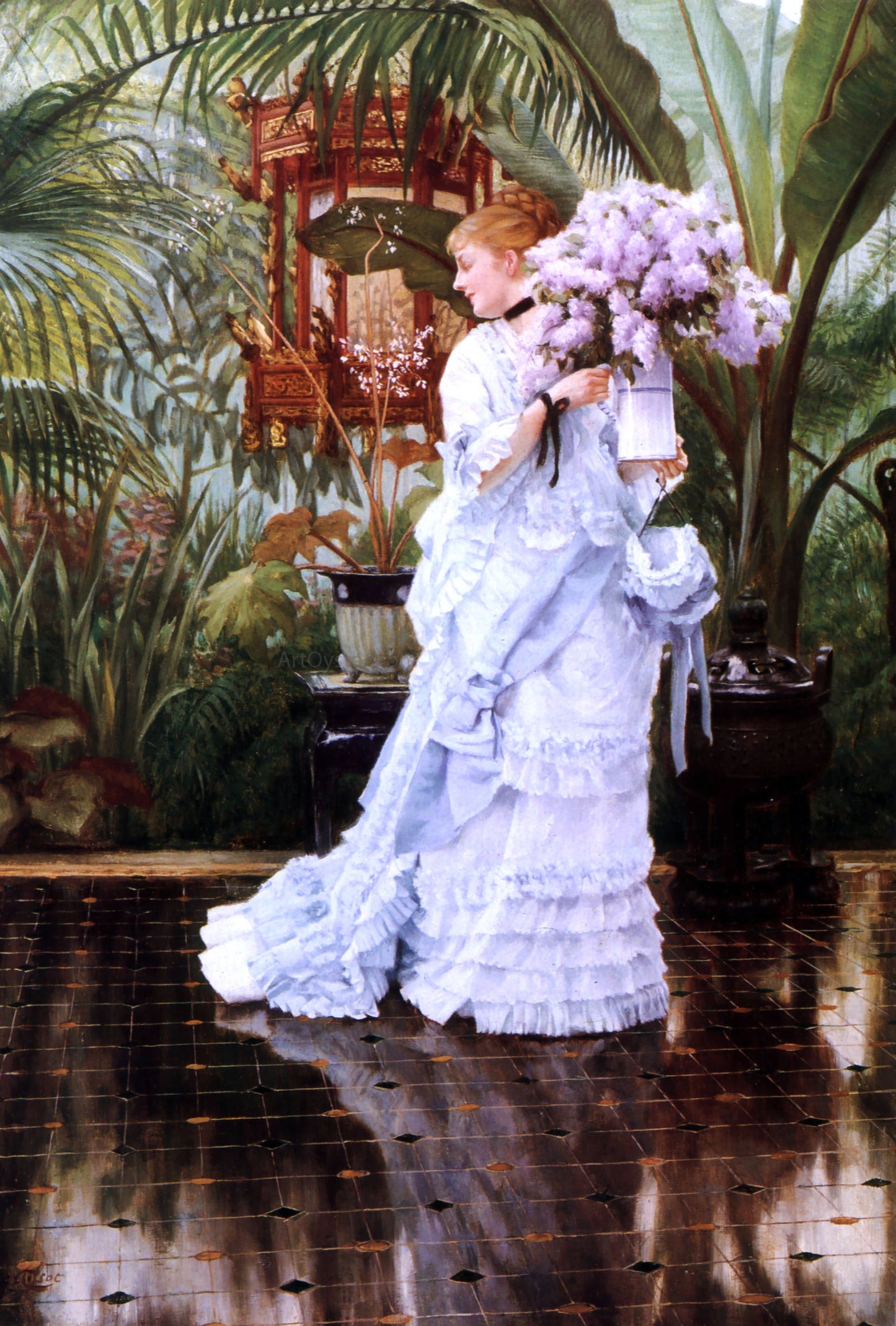 James Tissot The Bunch of Lilacs - Canvas Print