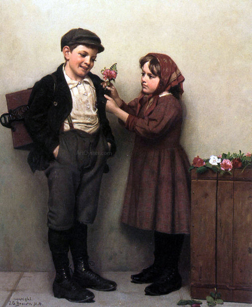 John George Brown The Button Hole Posey - Canvas Print