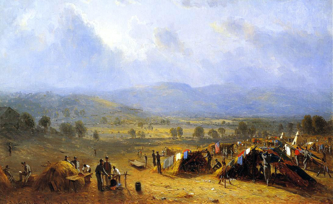 Sanford Robinson Gifford The Camp of the Seventh regiment near Frederick, Maryland - Canvas Print