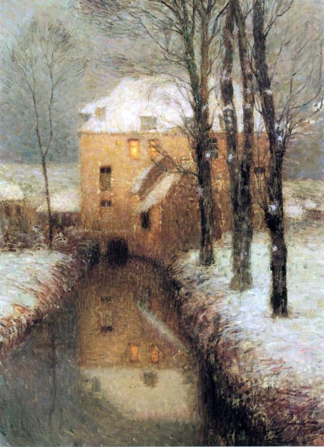 Henri Le Sidaner A Canal, Snow - Canvas Print