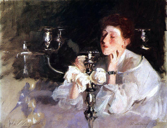 John Singer Sargent The Candelabrum (also known as Lady with Cancelabra or The Cigarette) - Canvas Print