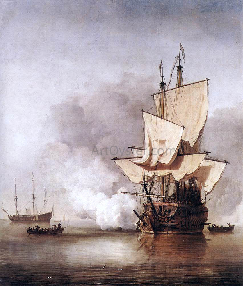 The Younger Willem Van de Velde The Cannon Shot - Canvas Print