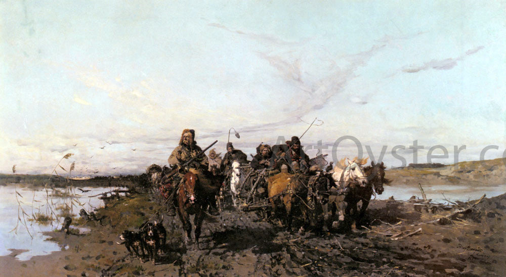 Josef Von Brandt The Caravan - Canvas Print