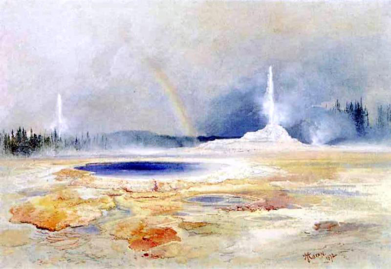 Thomas Moran The Castle Geyser, Fire Hole Basin - Canvas Print