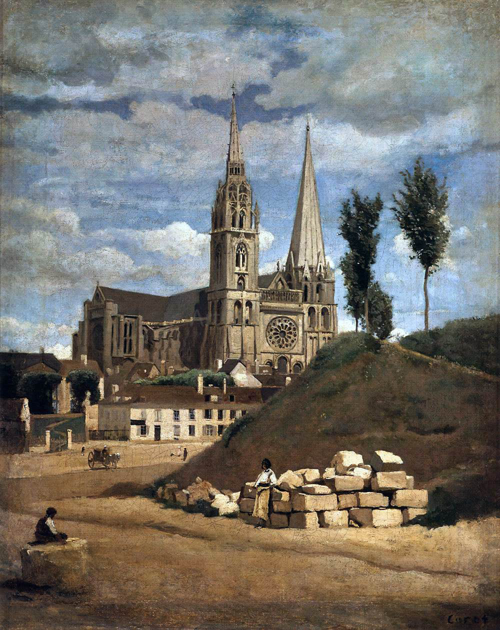Jean-Baptiste-Camille Corot The Cathedral of Chartres - Canvas Print