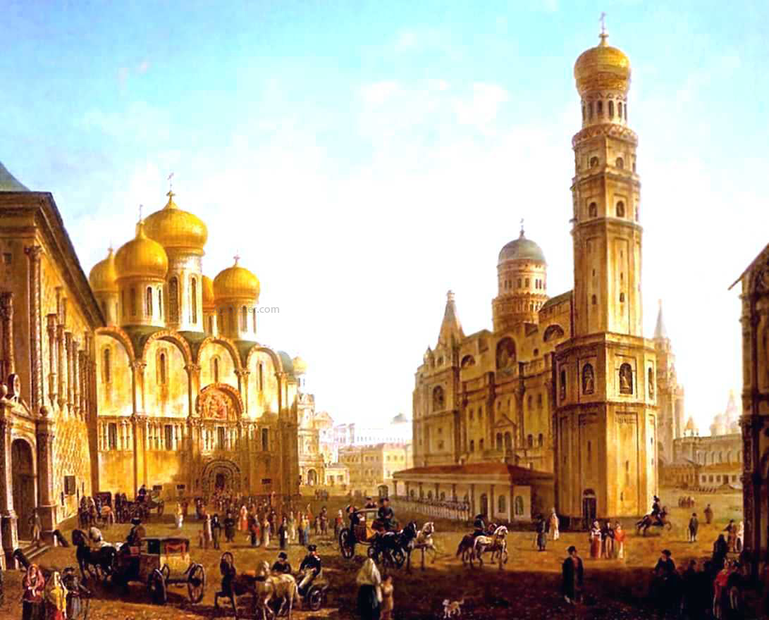 Fedor Yakovlevich Alekseev The Cathedral Square in the Moscow Kremlin - Canvas Print