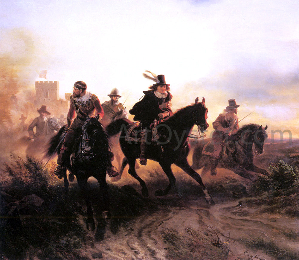 Wilhelm Camphausen The Cavalry Retreat - Canvas Print