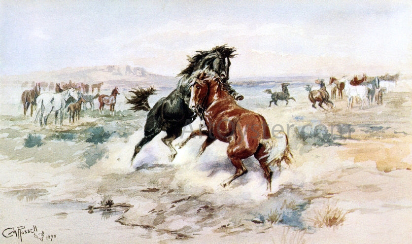 Charles Marion Russell The Challange, #2 - Canvas Print
