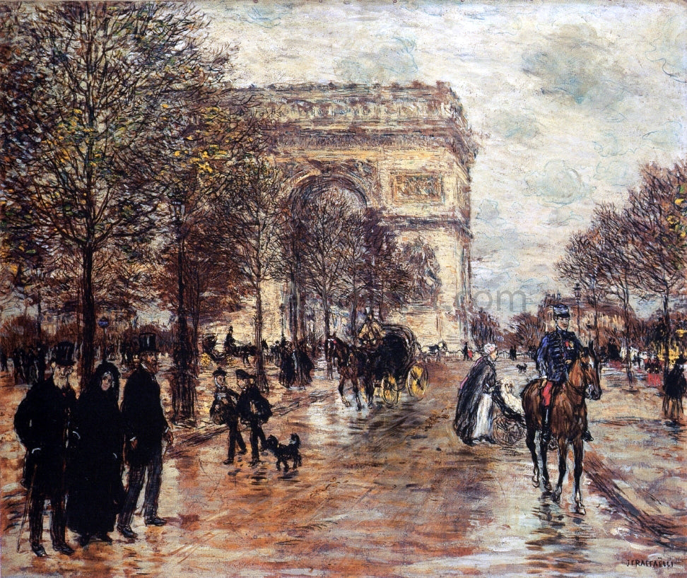 Jean-Francois Raffaelli The Champs-Elysees, The Arc de Triompne - Canvas Print