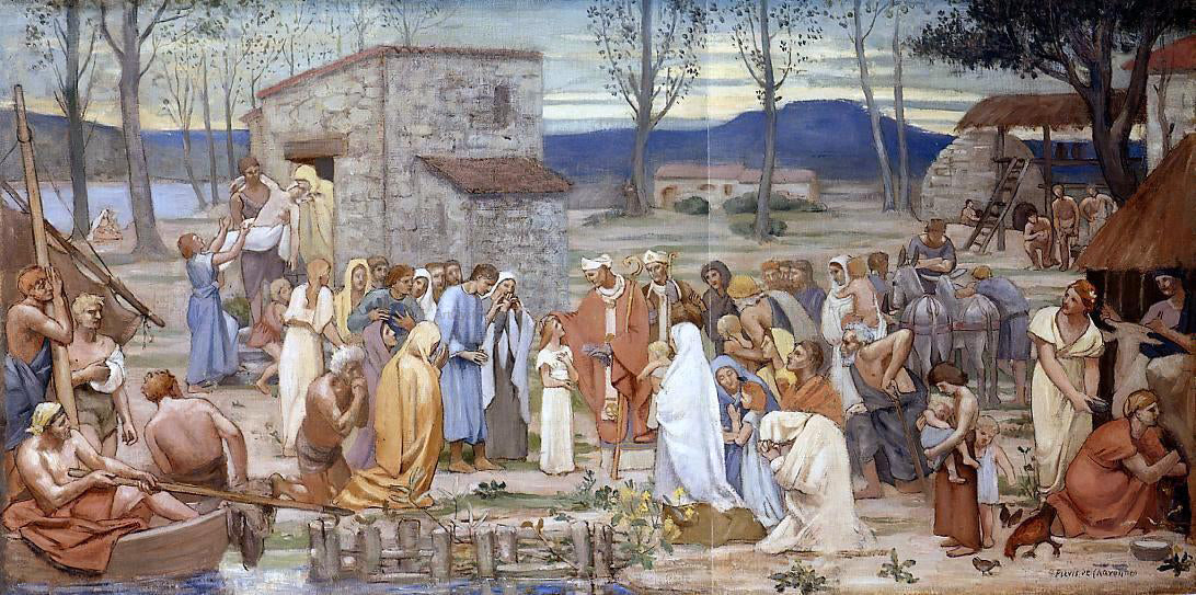 Pierre Puvis De Chavannes The Childhood of Saint Genevieve - Canvas Print