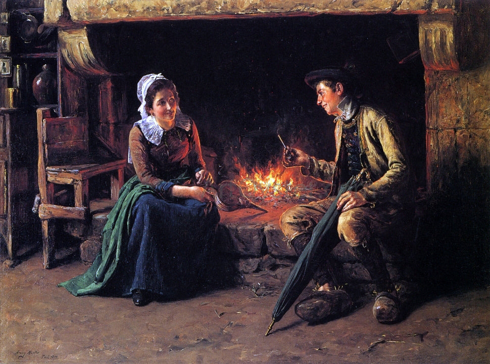 Henry Mosler The Chimney Corner - Canvas Print