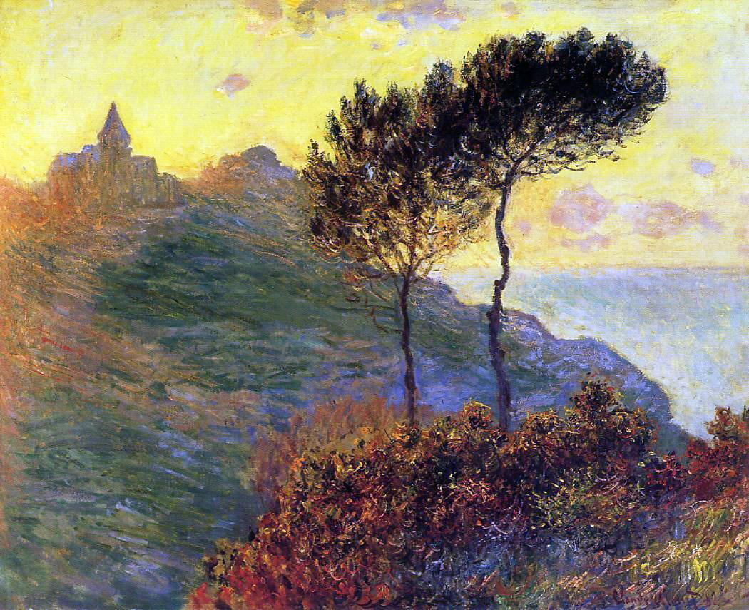 Claude Oscar Monet The Church at Varengeville, against the Sunset - Canvas Print