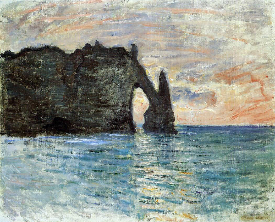 Claude Oscar Monet The Cliff at Etretat - Canvas Print