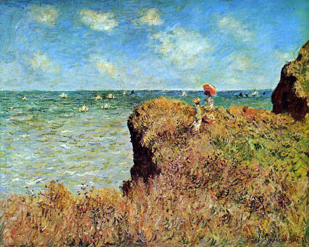 Claude Oscar Monet A Cliff Walk, Pourville - Canvas Print