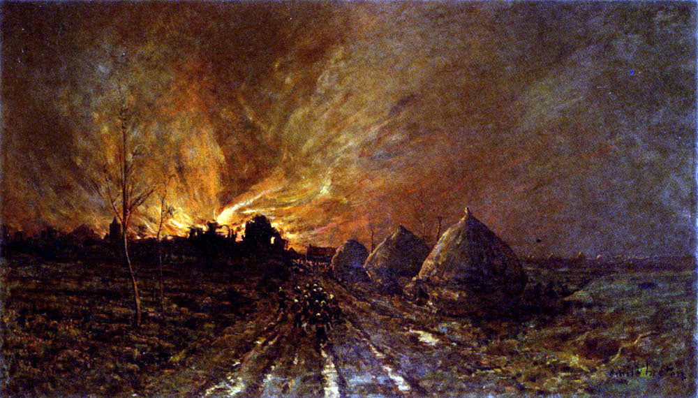Emile Breton The Conflagration - Canvas Print