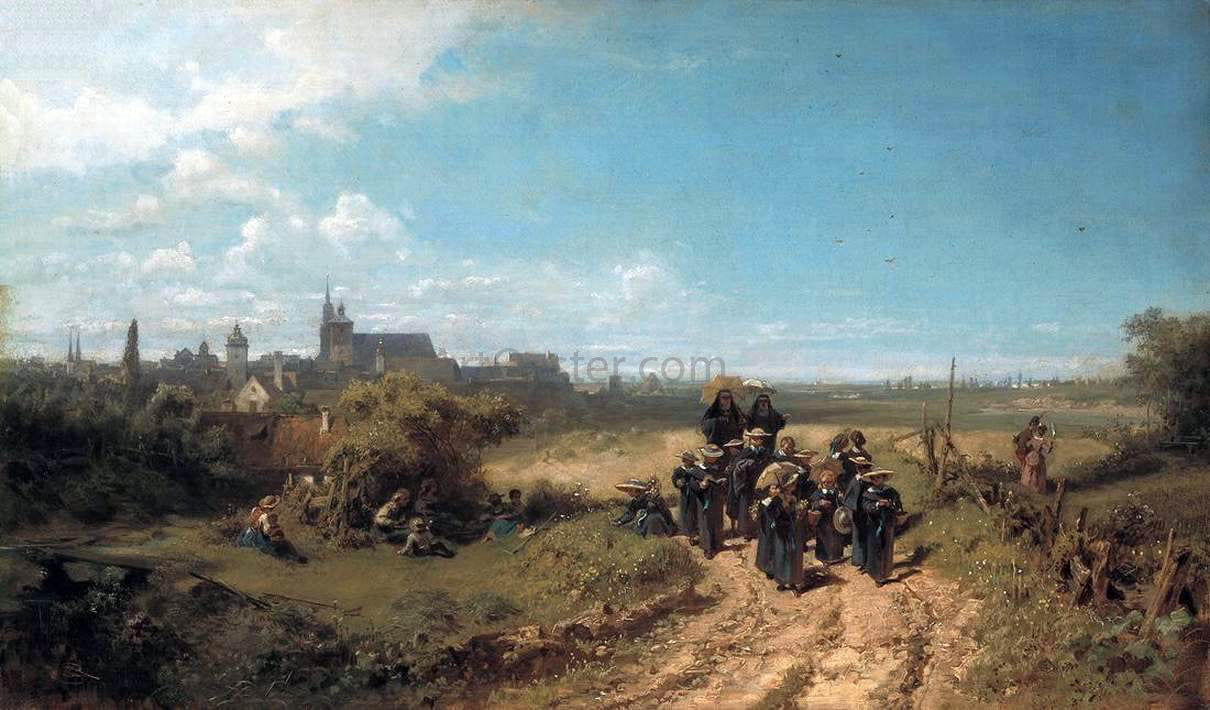 Carl Spitzweg The Convent-School Outing - Canvas Print