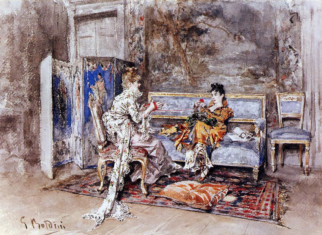 Giovanni Boldini The Conversation - Canvas Print