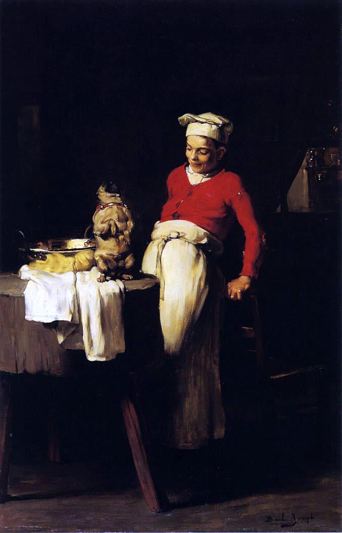 Joseph Bail The Cook and the Pug - Canvas Print