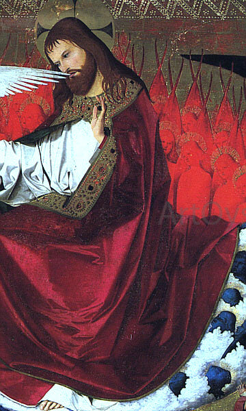 Enguerrand Charonton The Coronation of the Virgin, detail: Jesus - Canvas Print