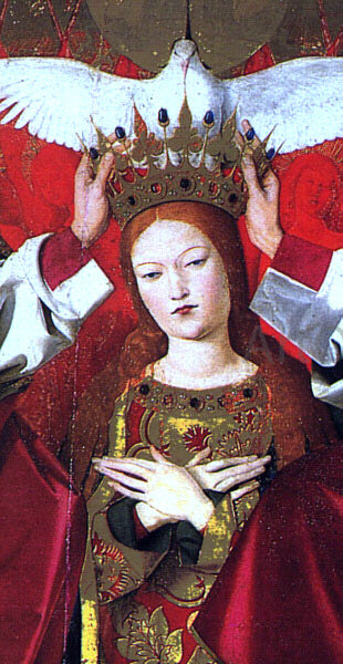Enguerrand Charonton The Coronation of the Virgin, detail: the Virgin - Canvas Print