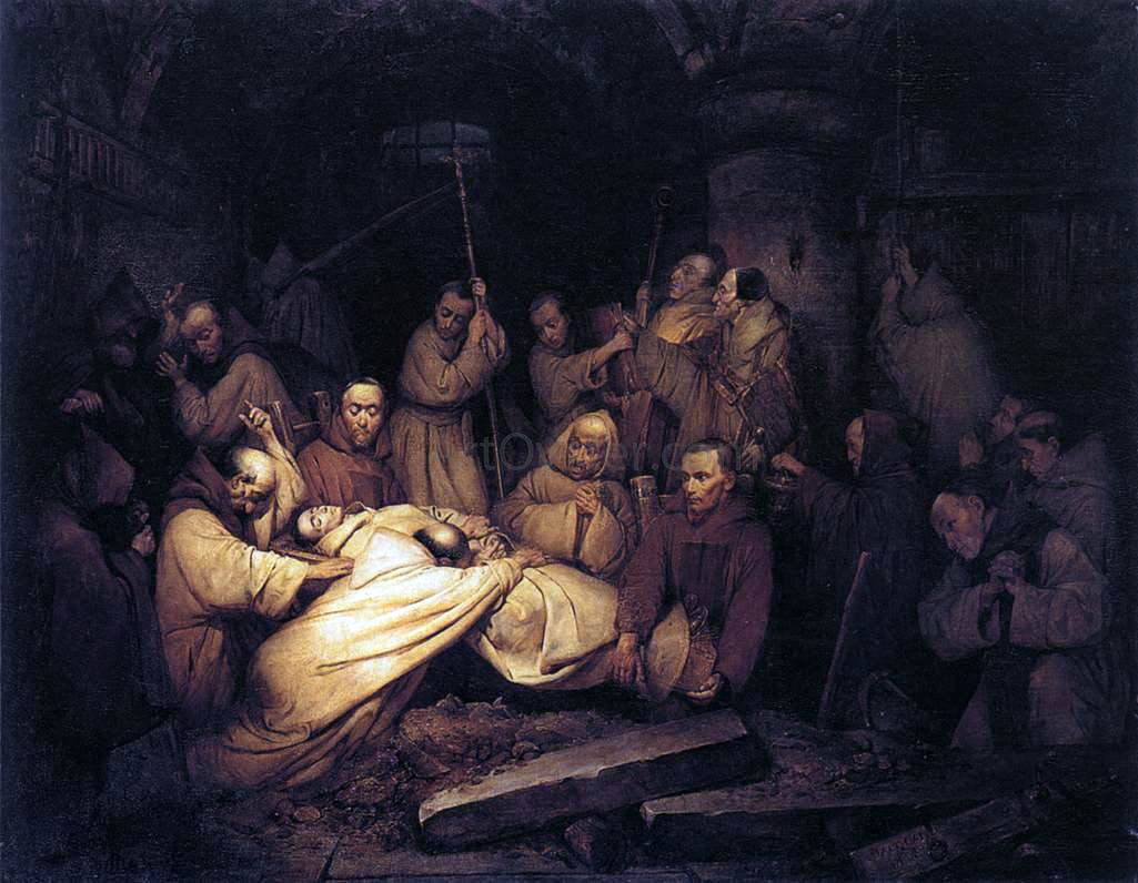 Claudius Jacquand The Count of Comminges Recognizing Adelaide - Canvas Print