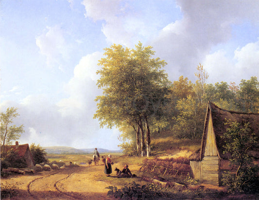 Andreas Schelfhout The Country Road - Canvas Print