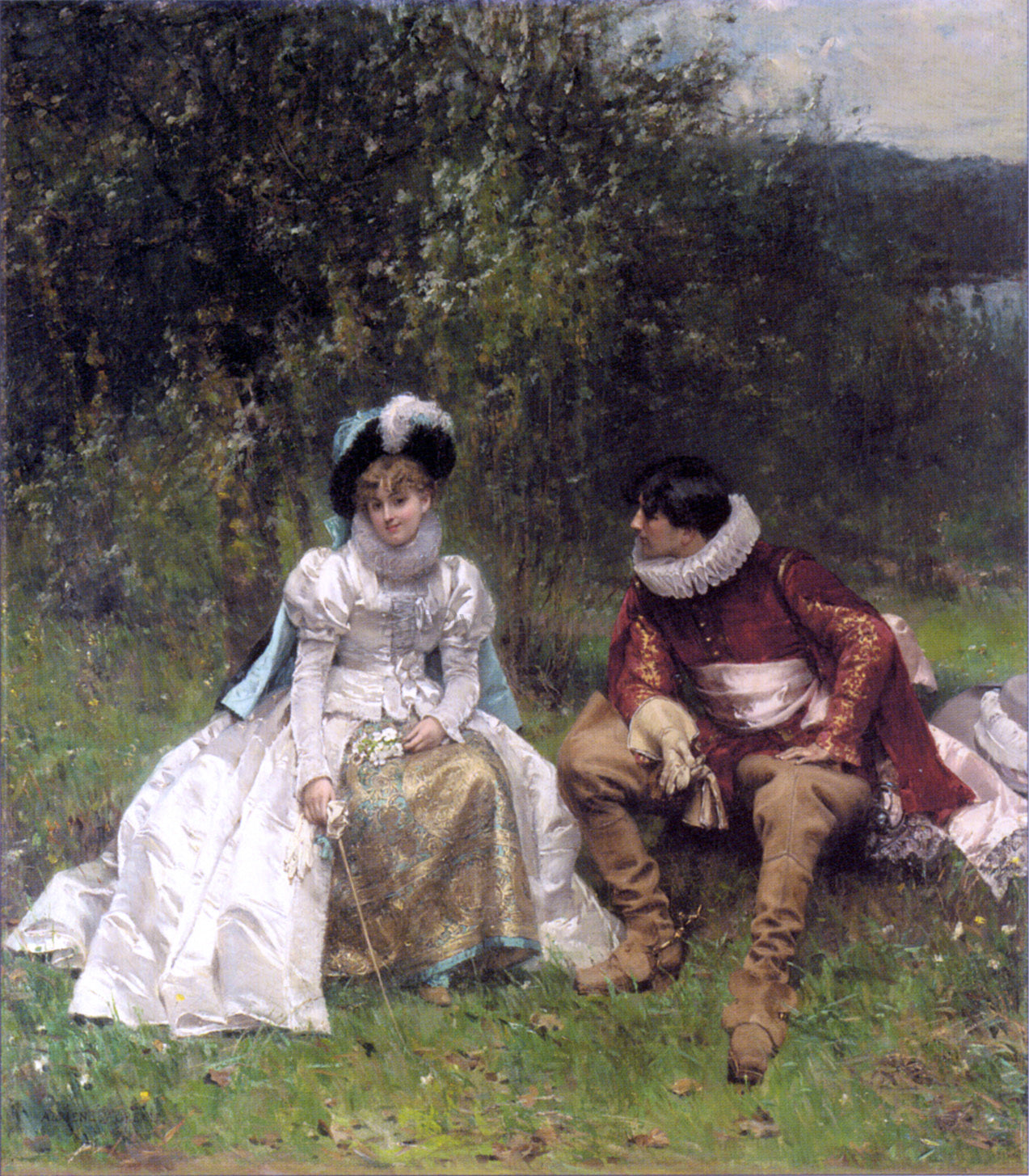 Adrien Moreau The Courtship - Canvas Print