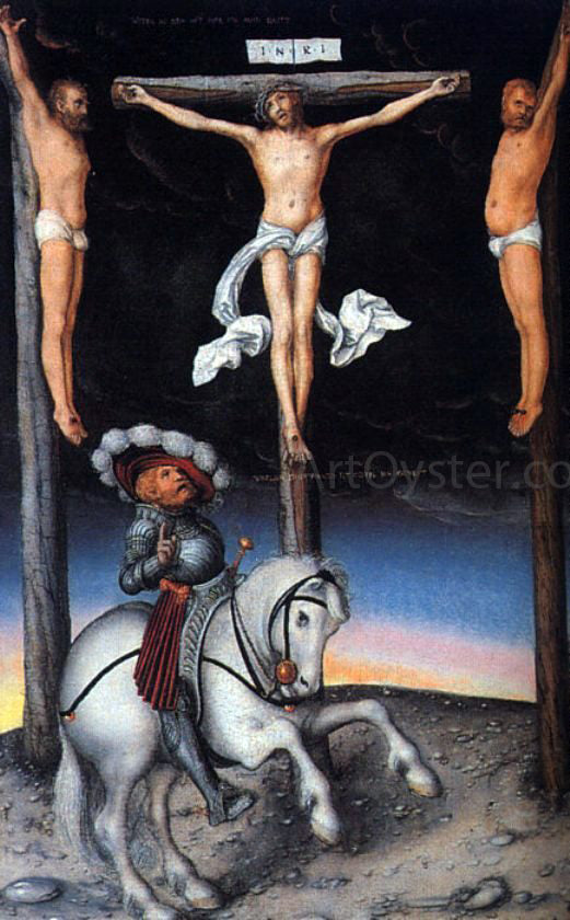 The Elder Lucas Cranach The Crucifixion with the Converted Centurion - Canvas Print