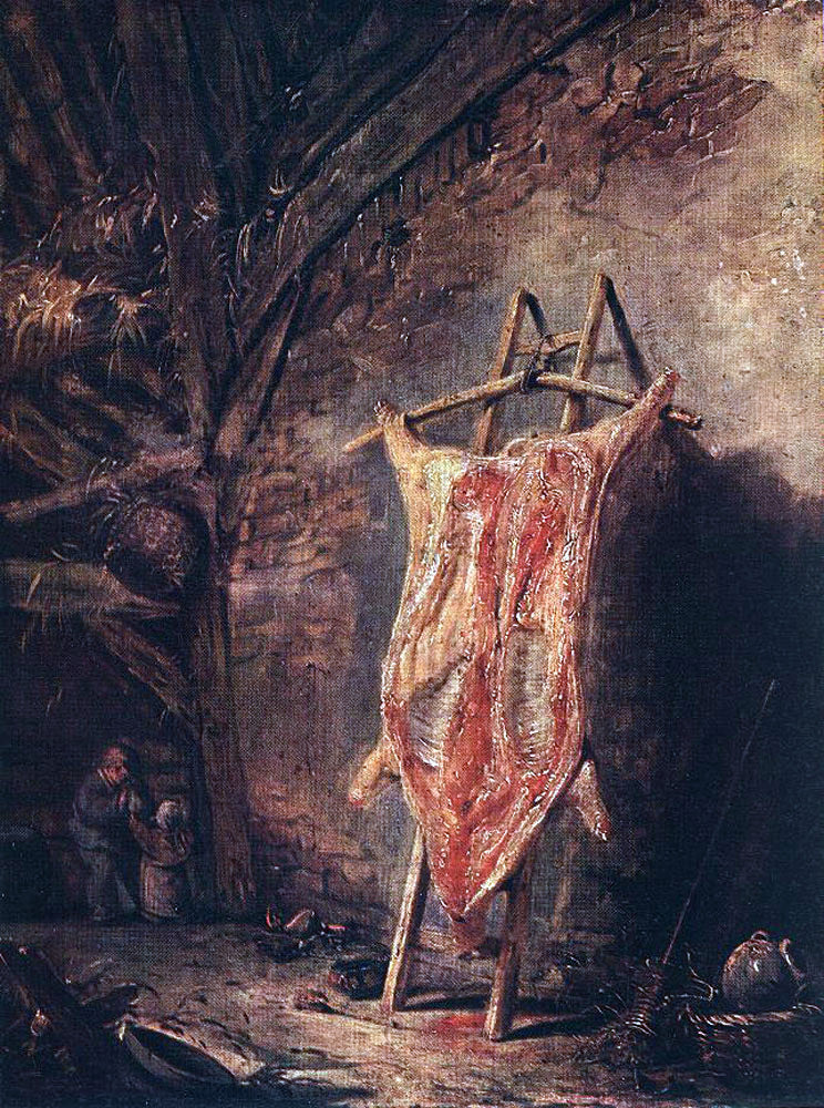 Isaac Van Ostade The Cut Pig - Canvas Print