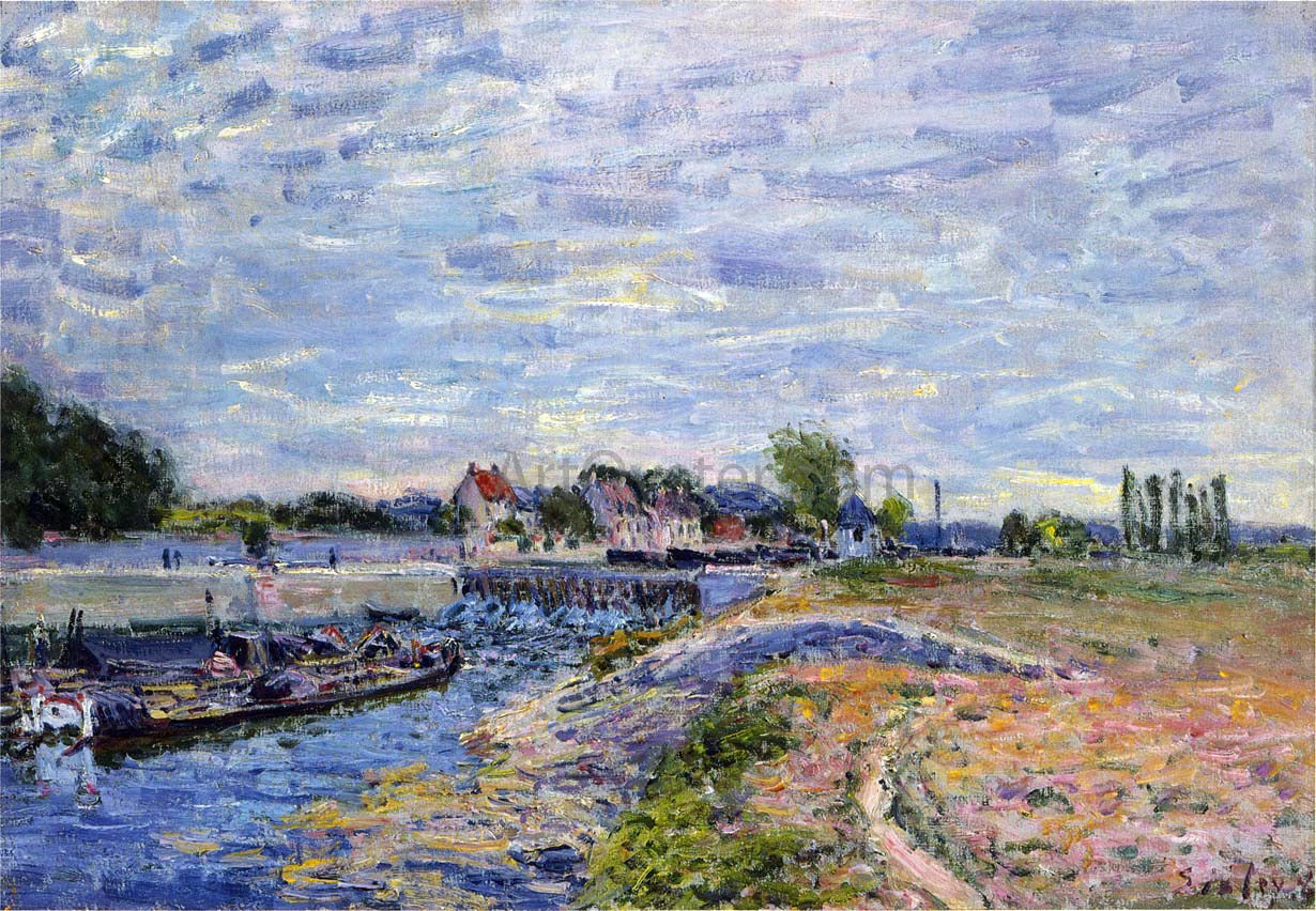 Alfred Sisley The Dam at Saint Mammes - Canvas Print