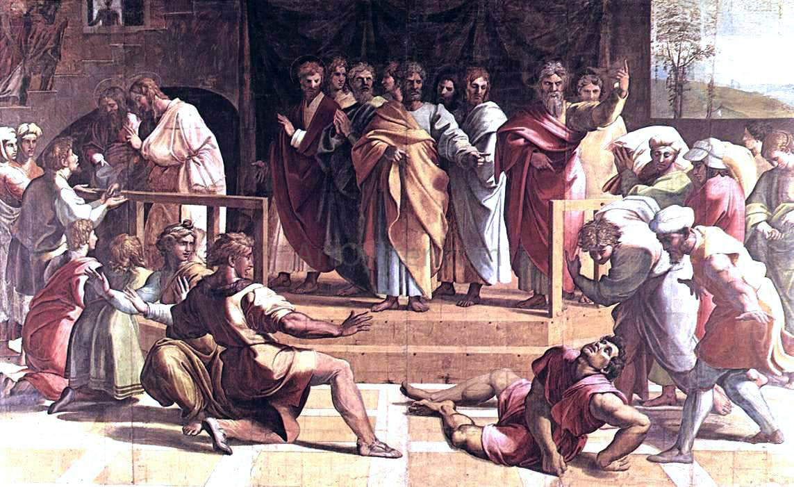 Raphael The Death of Ananias - Canvas Print