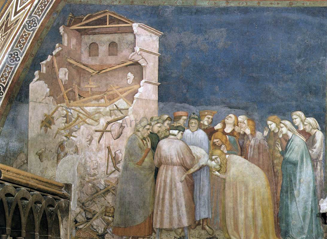 Giotto Di Bondone The Death of the Boy in Sessa (North transept, Lower Church, San Francesco, Assisi) - Canvas Print