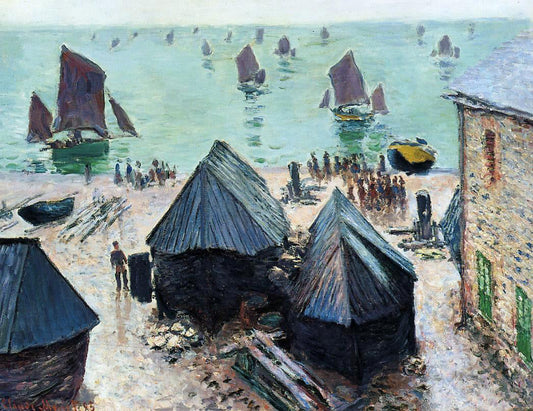 Claude Oscar Monet The Departure of the Boats, Etretat - Canvas Print