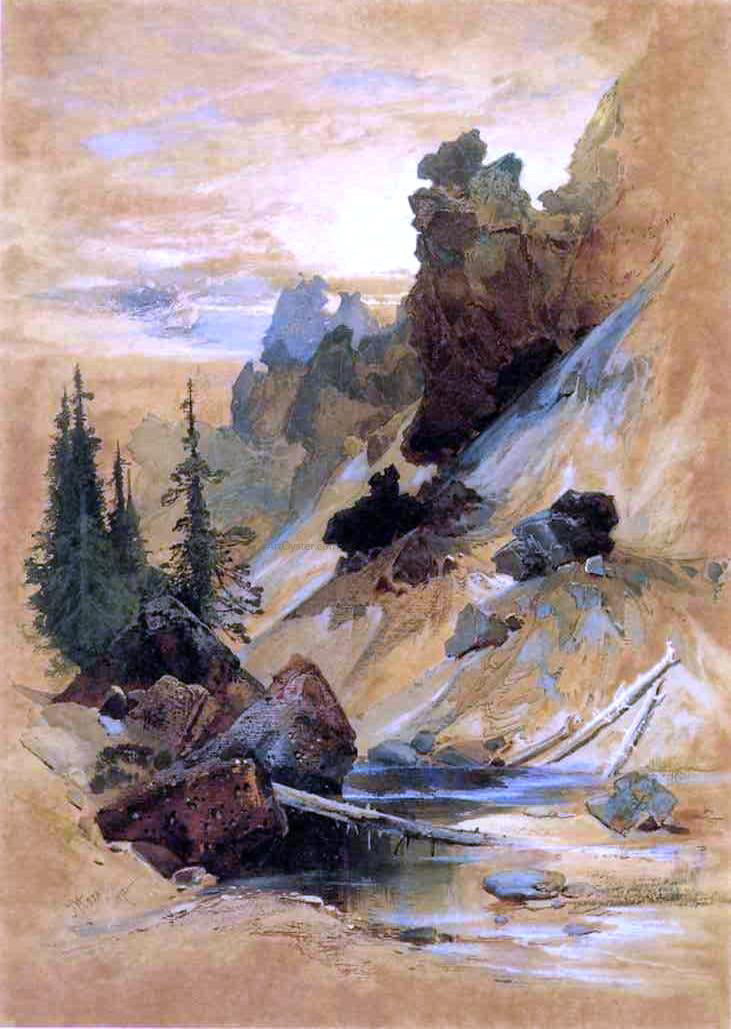 Thomas Moran The Devils Den on Cascade Creek - Canvas Print